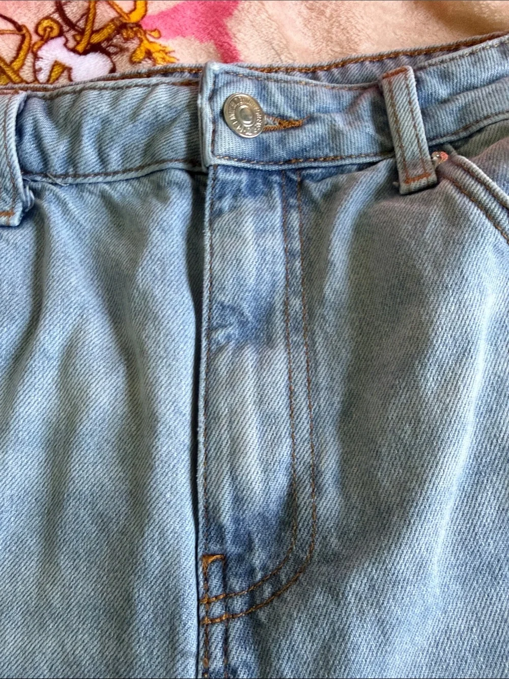 Forever 21 Light Blue Denim Frayed-Hem Long Length Shorts Classic Basic Summer